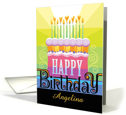 A Name Happy Birthday Cake Candle Heart Fames card (1630098)