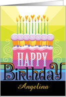 A Name Happy Birthday Cake Candle Heart Fames card