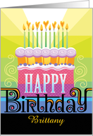 B Name Happy Birthday Cake Candle Heart Fames card