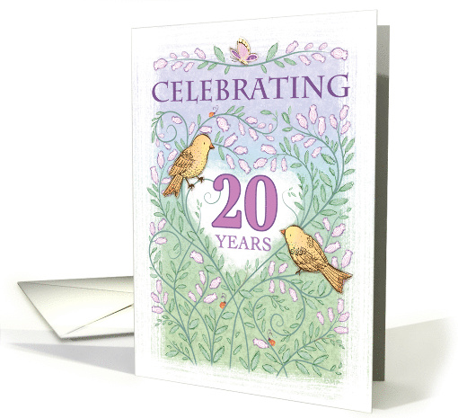 20th Anniversary Invitation 20 Years Birds Flowers card (1636384)