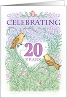 20th Anniversary Invitation 20 Years Birds Flowers card