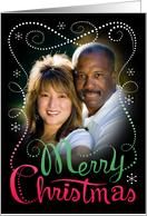 Hand Lettered Merry Christmas Custom Photo With Snowflakes card