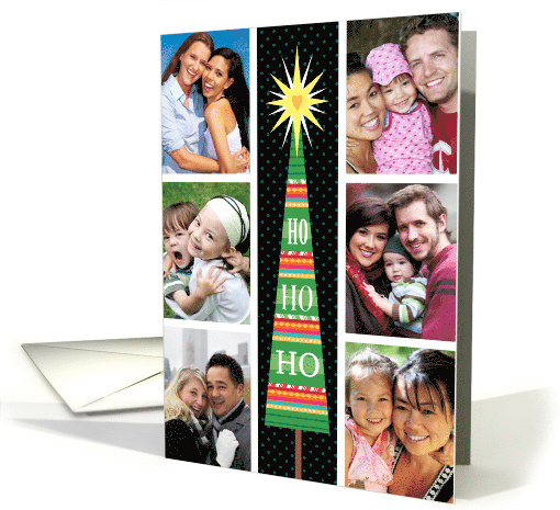 6 Custom Photos Ho Ho Ho Christmas Tree Custom Photo card (1643246)