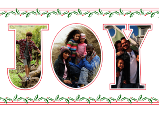 3 Custom Photos Joy Christmas Holly With Hand Lettering