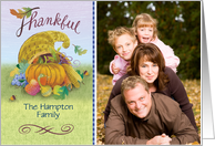 Custom Name And PhotoThanksgiving Cornucopia With Hand Lettering card