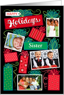 Sister Happy Holidays Christmas Presents 4 Custom Photo card