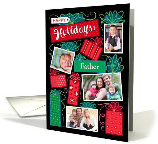 Father Happy Holidays Christmas Presents 4 Custom Photo card (1654852)
