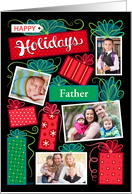 Father Happy Holidays Christmas Presents 4 Custom Photo card