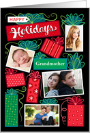 Grandmother Happy Holidays Christmas Presents 4 Custom Photo card
