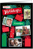 Grandfather Happy Holidays Christmas Presents 4 Custom Photo card