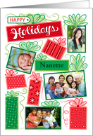 N Name Happy Holidays Christmas Presents 4 Custom Photo on White card