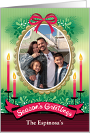 Season’s Greetings Covid Christmas Candles Mantle Custom Name Photo card