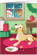 Golden Doodle Holly Jolly Christmas Holiday card