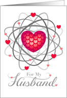 Husband Valentine Atom Heart Pink Red card