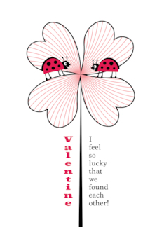 Lucky Valentine Red Clover Lady Bugs Found Each Other