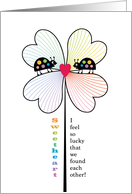 Lucky Sweetheart Valentine Red Clover Lady Bugs Found Each Other LGBTQ card