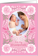 Grandparents Custom Photo Happy Valentine’s Day Pink Roses Floral card