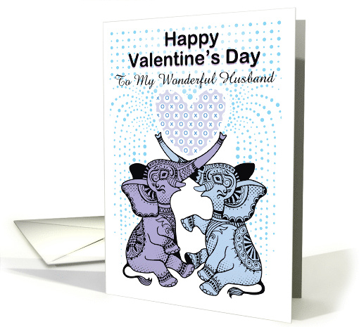 Husband Happy Valentine's Day Tattoo Blue Elephants card (1671388)