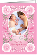 Mother Custom Photo Happy Valentine’s Day Pink Roses Floral card