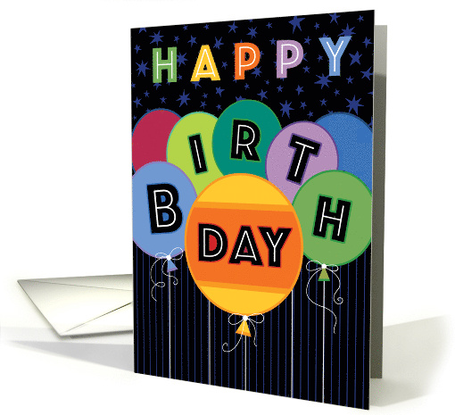 Happy Birthday Balloons With Stripes And Stars card (1674106)