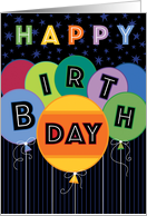 Happy Birthday Balloons With Stripes And Stars card
