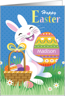 M Custom Name Easter Bunny With Giant Egg card