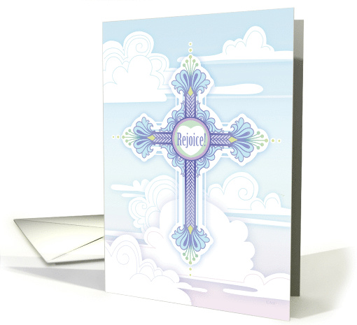 Religious Easter Blue Pastel Cross card (1675320)
