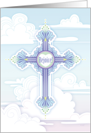 Religious Easter Blue Pastel Cross card