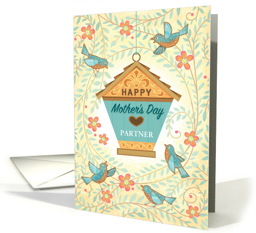 Partner Happy Mother's Day Bluebirds And Birdhouse card (1680078)