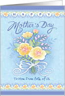 From Both Of Us for Mom Mother’s Day Yellow and Blue Lace Rose Bouquet card