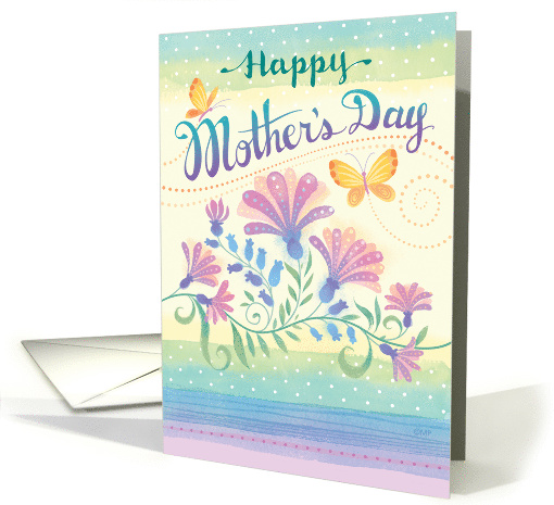 Happy Mother's Day Water Color Floral Dots Border card (1682946)