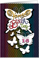 Sweet 16 Birthday Butterlies Hand Lettering card