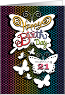21st Birthday Butterlies Hand Lettering card