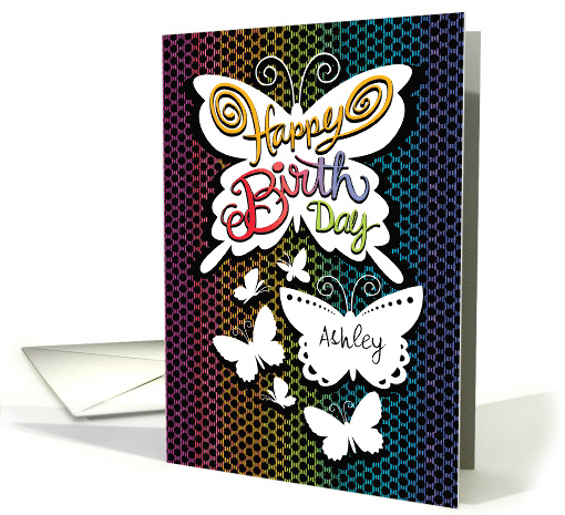 Custom Name A Birthday Butterlies Hand Lettering card (1684138)