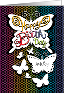 Custom Name A Birthday Butterlies Hand Lettering card