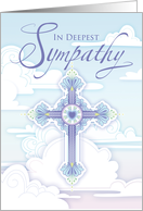 Religious Sympathy Decorative Cross Clouds Blue card