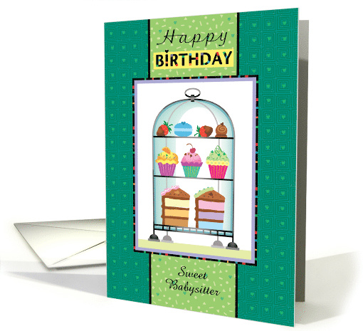 Sweet Babysitter Happy Birthday Cupcakes Treats Heart Sprinkles card