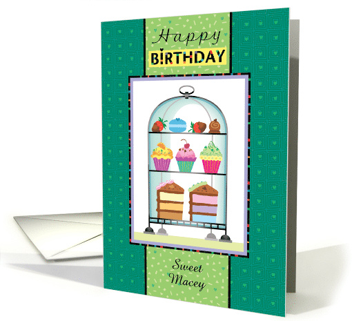 M Custom Name Happy Birthday Cupcakes Treats Heart Sprinkles card