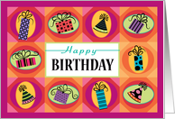 Happy Birthday Bright Colorful Presents Party Hats Business card