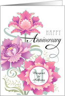 Custom Couple Names M Wedding Anniversary Pink Romantic Peonies card