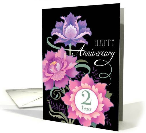 2 Year Wedding Anniversary Pink Romantic Peonies card (1692140)