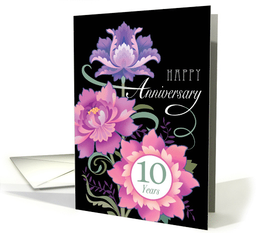 10 Year Wedding Anniversary Pink Romantic Peonies card (1692170)