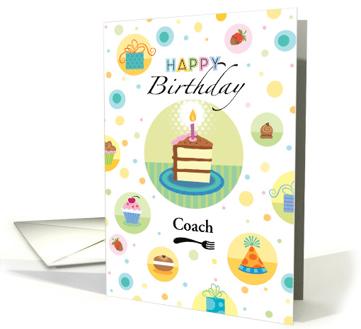 Coach Happy Birthday Cake Presents Cupcake Polka Dots card (1693272)