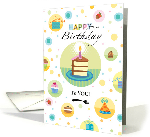 To YOU! Happy Birthday Cake Presents Cupcake Polka Dots card (1693558)