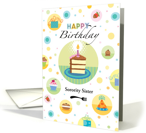 Sorority Sister Happy Birthday Cake Presents Cupcake Polka Dots card