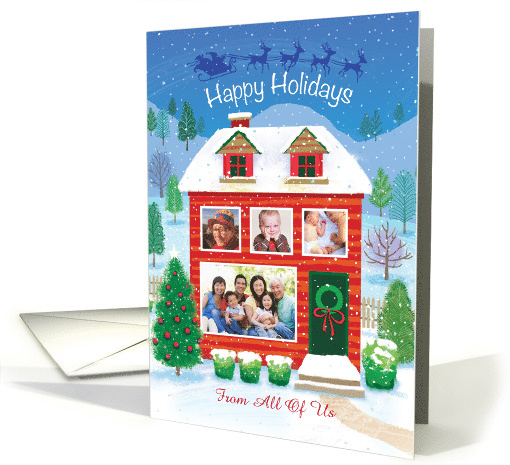 From All of Us 4 Custom Photos Happy Holidays Red House... (1694456)