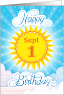 September 1 Happy Birthday Sunshine Clouds card