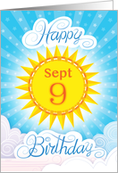 September 9th Happy Birthday Sunshine Clouds card