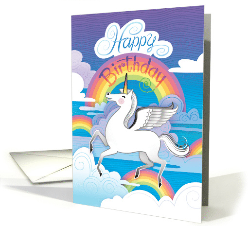 Happy Birthday Unicorn Rainbows Hand Lettered card (1697260)