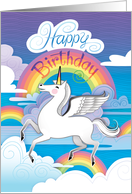 Happy Birthday Unicorn Rainbows Hand Lettered card